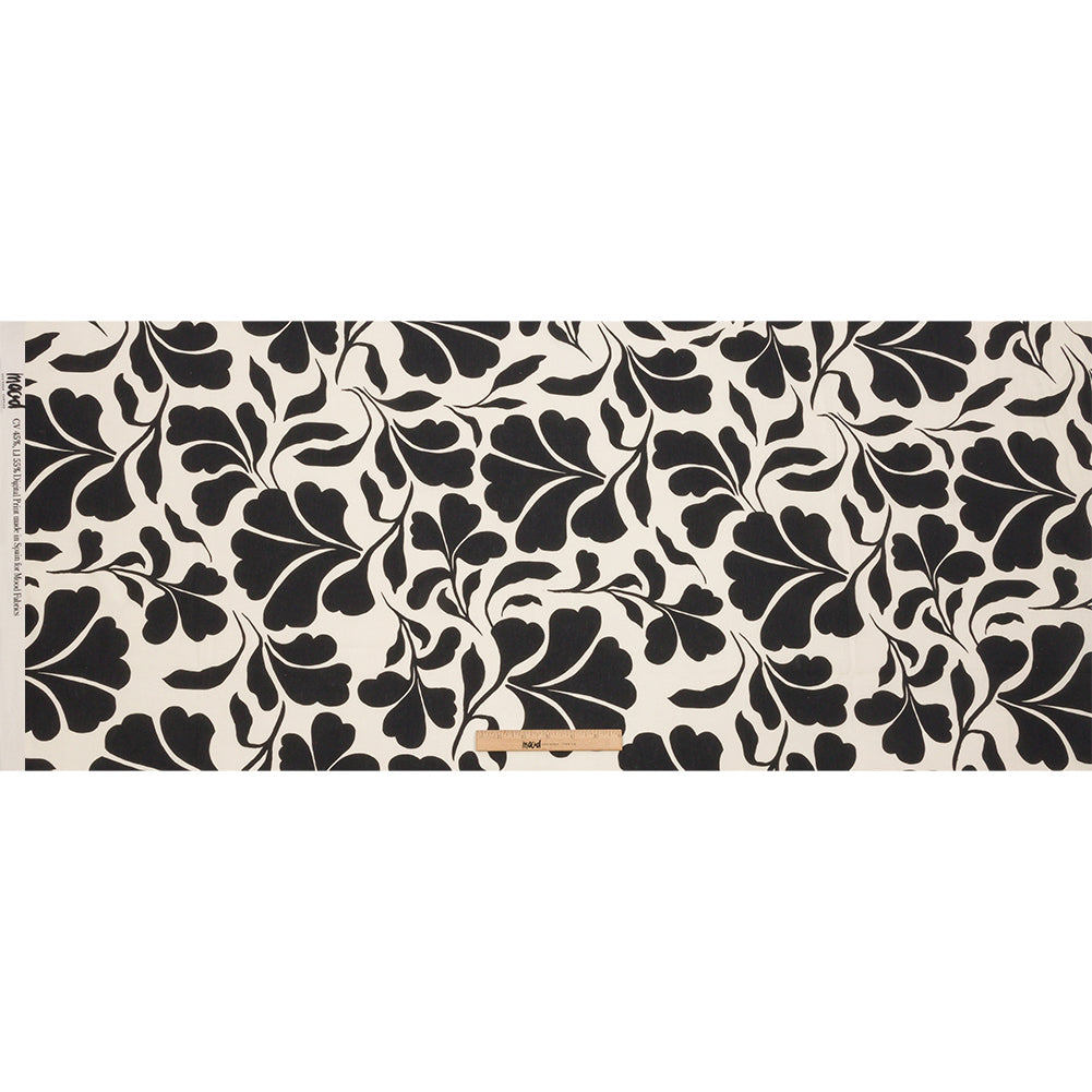 Linen and Rayon Woven - Black and White Leaf Silhouettes - Haute Havana Print - Mood Exclusive Palm Beach Collection Linen and Rayon Woven - Black and White Leaf Silhouettes - Haute Havana Print - Mood Exclusive Palm Beach Collection