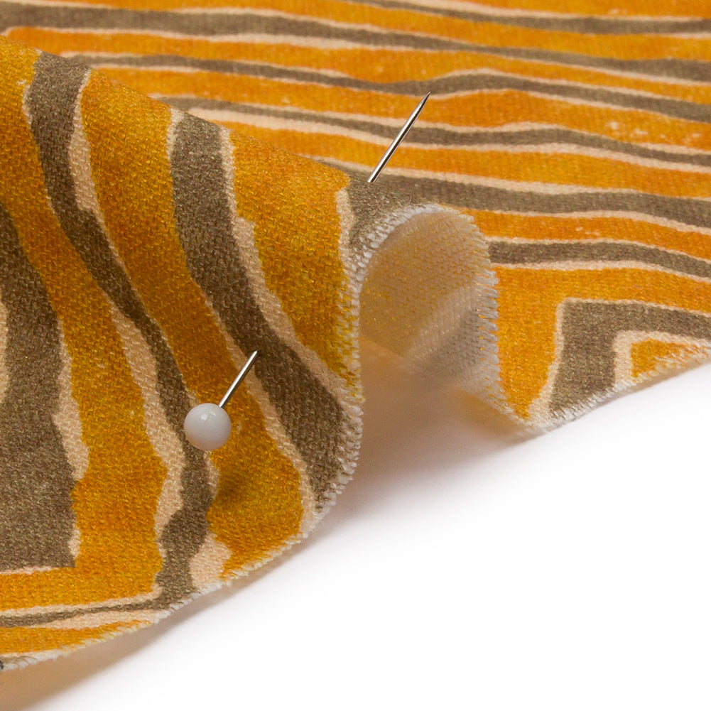 Linen and Rayon Woven - Taupe and Orange Painterly Chevrons - August Attitude Print - Mood Exclusive Palm Beach Collection Linen and Rayon Woven - Taupe and Orange Painterly Chevrons - August Attitude Print - Mood Exclusive Palm Beach Collection