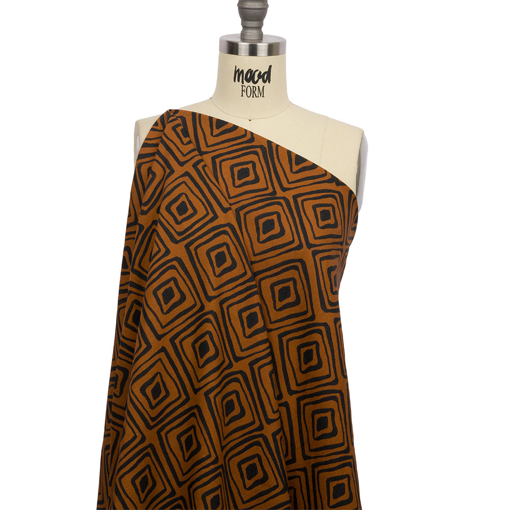 Linen and Rayon Woven - Brown Painted Diamonds - Sahara Summers Print - Mood Exclusive Palm Beach Collection - Drape Linen and Rayon Woven - Brown Painted Diamonds - Sahara Summers Print - Mood Exclusive Palm Beach Collection - Drape