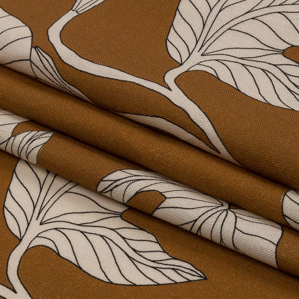 Linen and Rayon Woven - Brown Floral - Floridian Nights Print - Mood Exclusive Palm Beach Collection Linen and Rayon Woven - Brown Floral - Floridian Nights Print - Mood Exclusive Palm Beach Collection