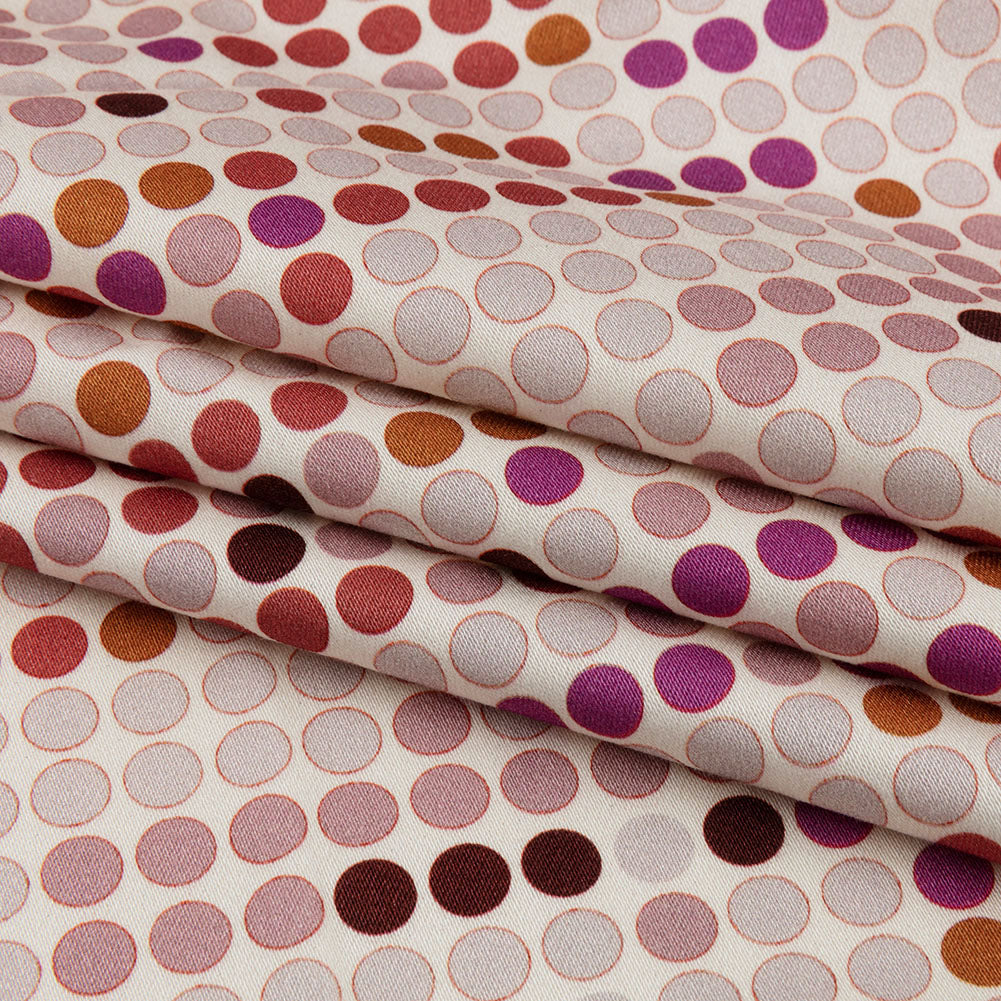 Stretch Cotton Sateen - Pink and Red Dots - Switchboard Soiree Print - Mood Exclusive Yesterday Collection Stretch Cotton Sateen - Pink and Red Dots - Switchboard Soiree Print - Mood Exclusive Yesterday Collection