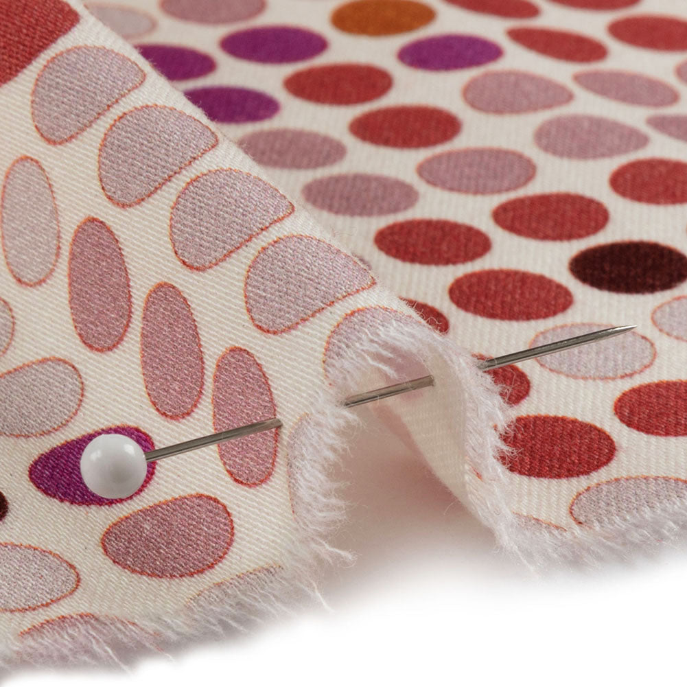 Stretch Cotton Sateen - Pink and Red Dots - Switchboard Soiree Print - Mood Exclusive Yesterday Collection Stretch Cotton Sateen - Pink and Red Dots - Switchboard Soiree Print - Mood Exclusive Yesterday Collection