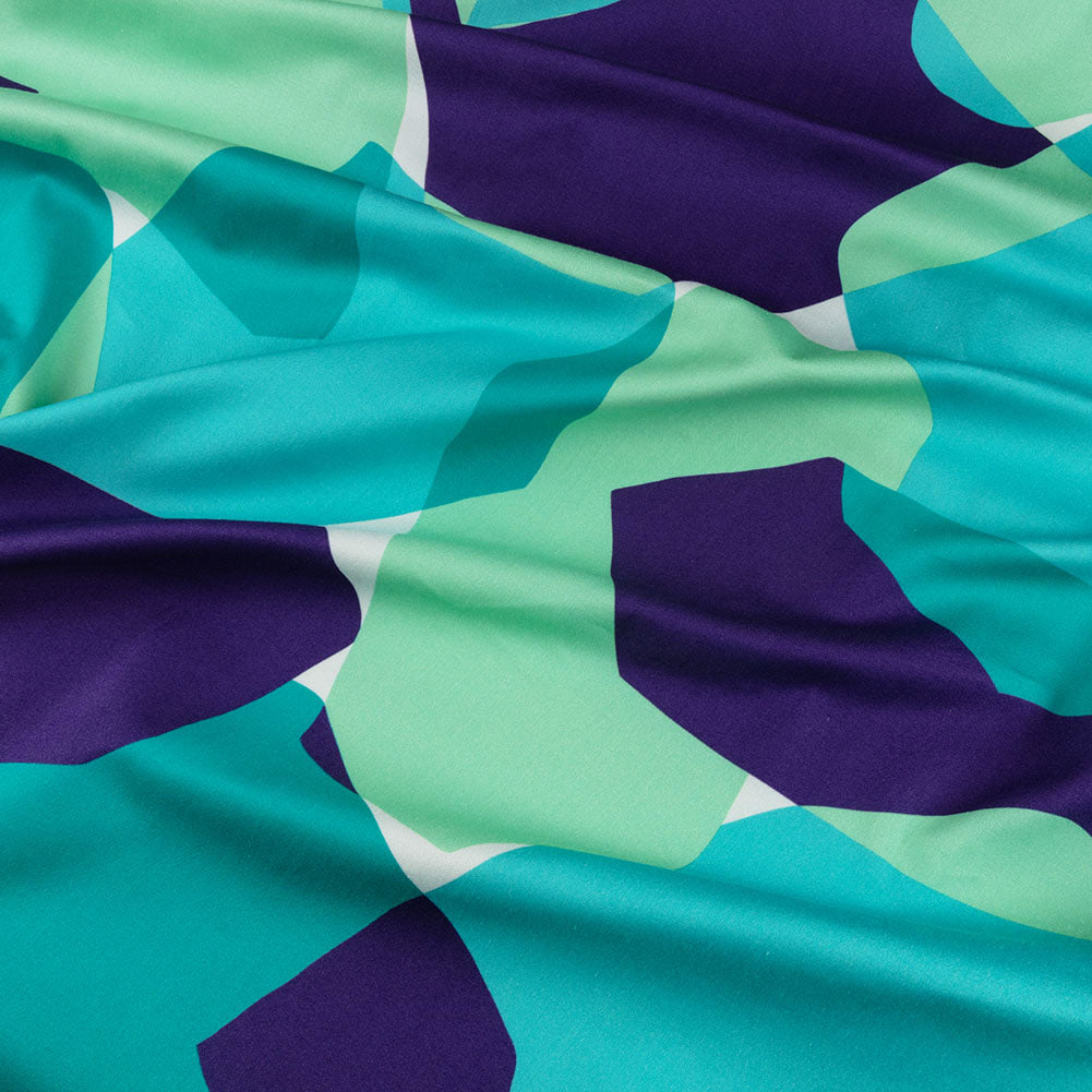 Stretch Cotton Sateen - Lime and Turquoise Geometric Gems - Midnight Train to Georgia Print - Mood Exclusive Yesterday Collection Stretch Cotton Sateen - Lime and Turquoise Geometric Gems - Midnight Train to Georgia Print - Mood Exclusive Yesterday Collection