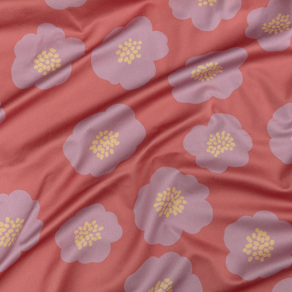 Stretch Cotton Sateen - Pink and Lilac Simple Floral - Cadillac Cutie Print - Mood Exclusive Yesterday Collection Stretch Cotton Sateen - Pink and Lilac Simple Floral - Cadillac Cutie Print - Mood Exclusive Yesterday Collection