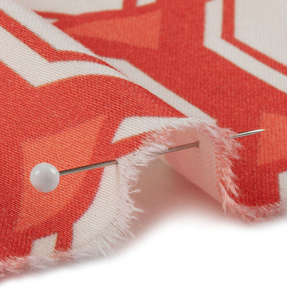 Stretch Cotton Sateen - Red Honeycomb Diamonds - Arcade Fever Print - Mood Exclusive Yesterday Collection - Detail Stretch Cotton Sateen - Red Honeycomb Diamonds - Arcade Fever Print - Mood Exclusive Yesterday Collection - Detail
