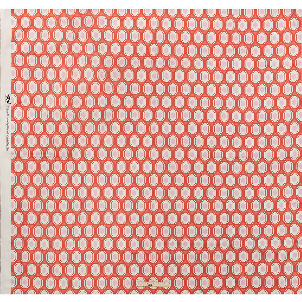Stretch Cotton Sateen - Red Honeycomb Diamonds - Arcade Fever Print - Mood Exclusive Yesterday Collection - Full Stretch Cotton Sateen - Red Honeycomb Diamonds - Arcade Fever Print - Mood Exclusive Yesterday Collection - Full