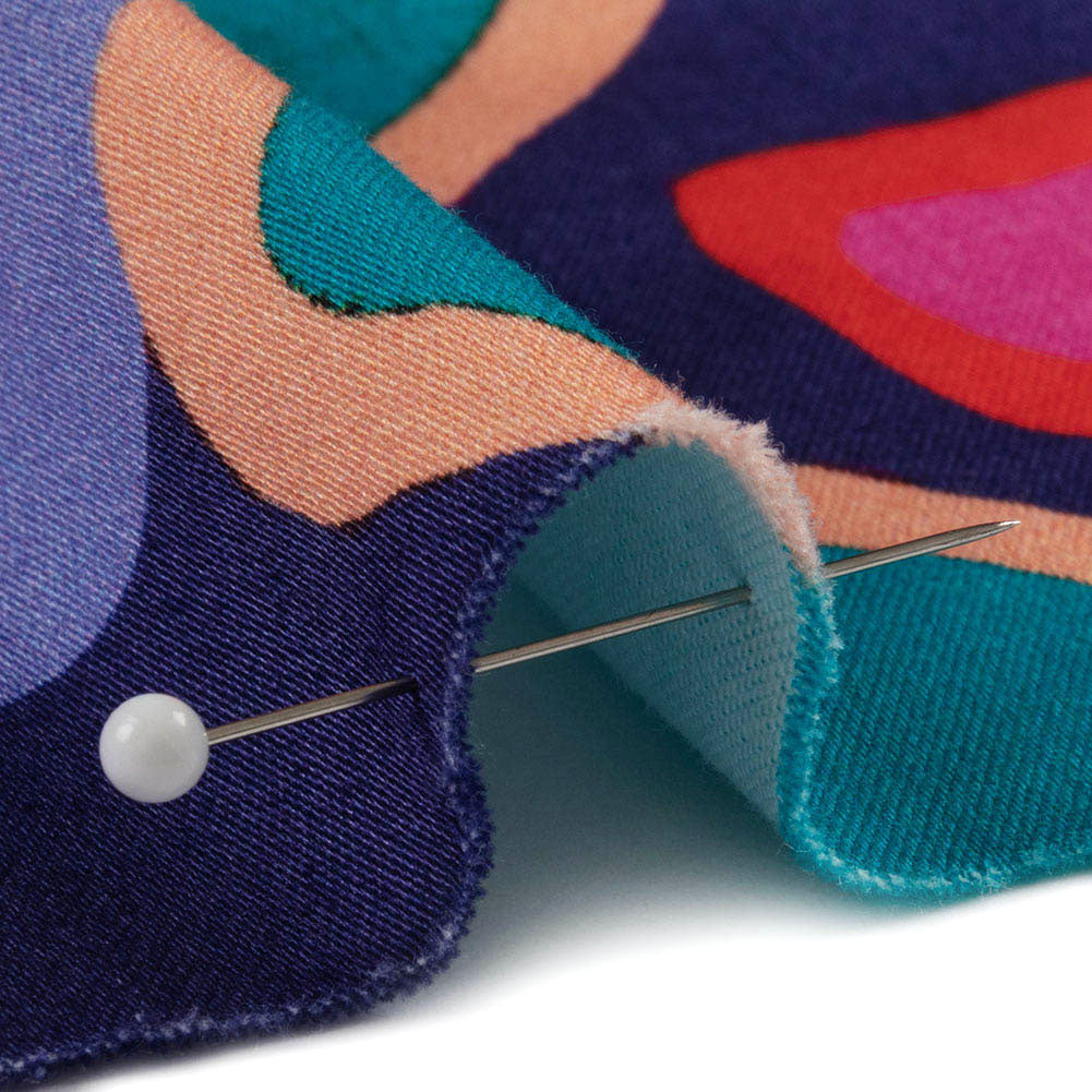 Stretch Cotton Sateen - Teal and Pink Geometric Tiles - Jukebox Jivin' Print - Mood Exclusive Yesterday Collection - Detail Stretch Cotton Sateen - Teal and Pink Geometric Tiles - Jukebox Jivin' Print - Mood Exclusive Yesterday Collection - Detail