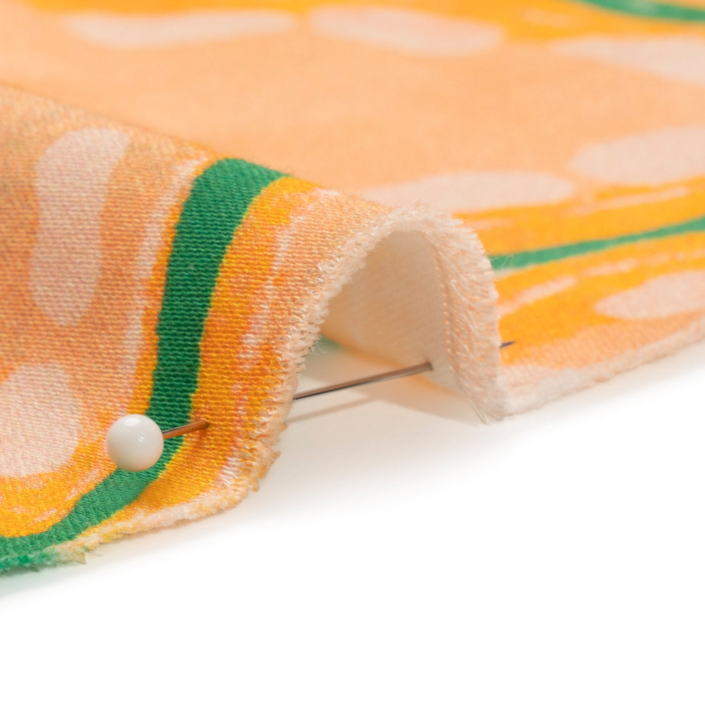 Stretch Cotton Sateen - Peach and Green Floral Veins - Estuary Exploration Print - Mood Exclusive Marigold Collection - Detail Stretch Cotton Sateen - Peach and Green Floral Veins - Estuary Exploration Print - Mood Exclusive Marigold Collection - Detail