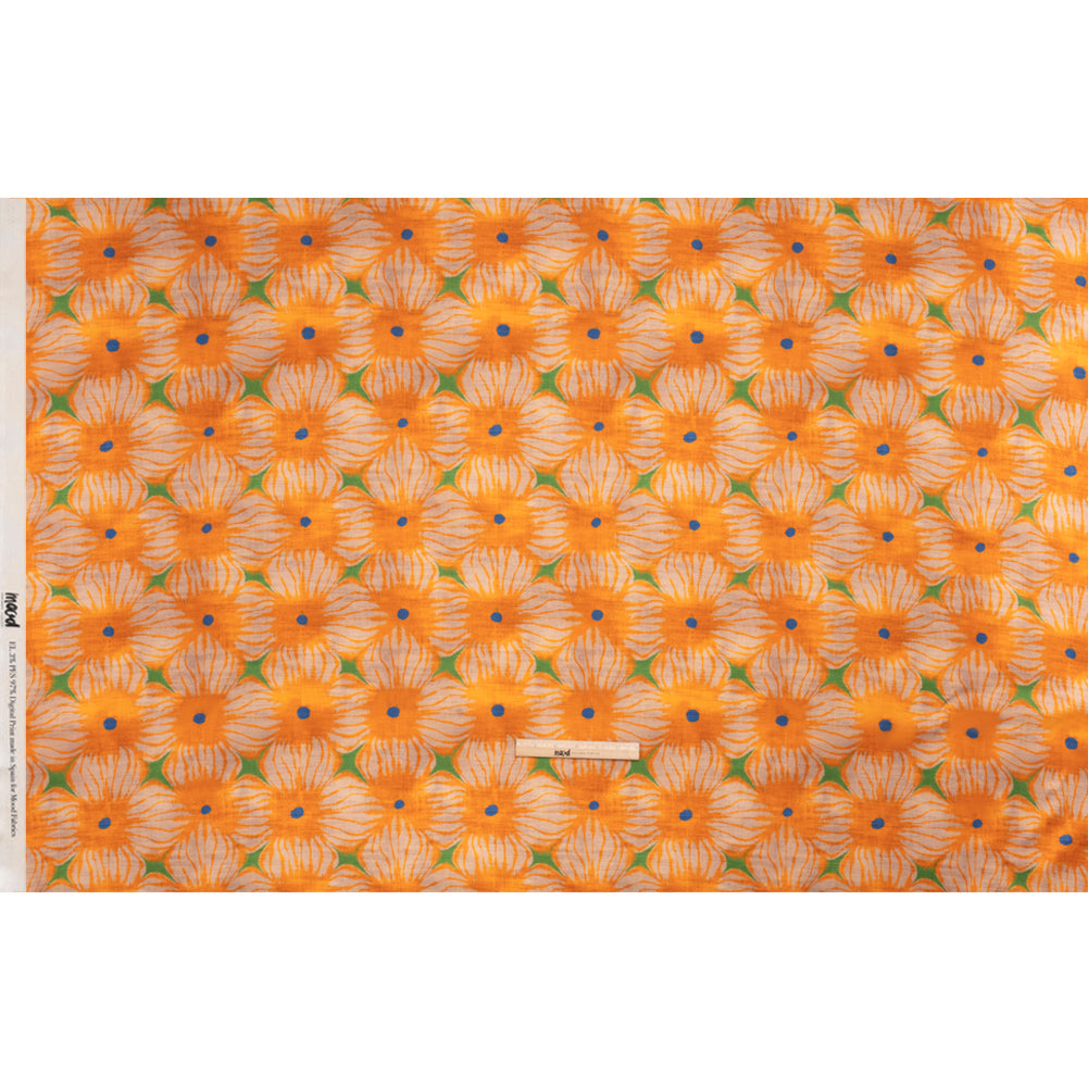 Stretch Cotton Sateen - Orange Floral Grid - Marigold Spritz Print - Mood Exclusive Marigold Collection Stretch Cotton Sateen - Orange Floral Grid - Marigold Spritz Print - Mood Exclusive Marigold Collection