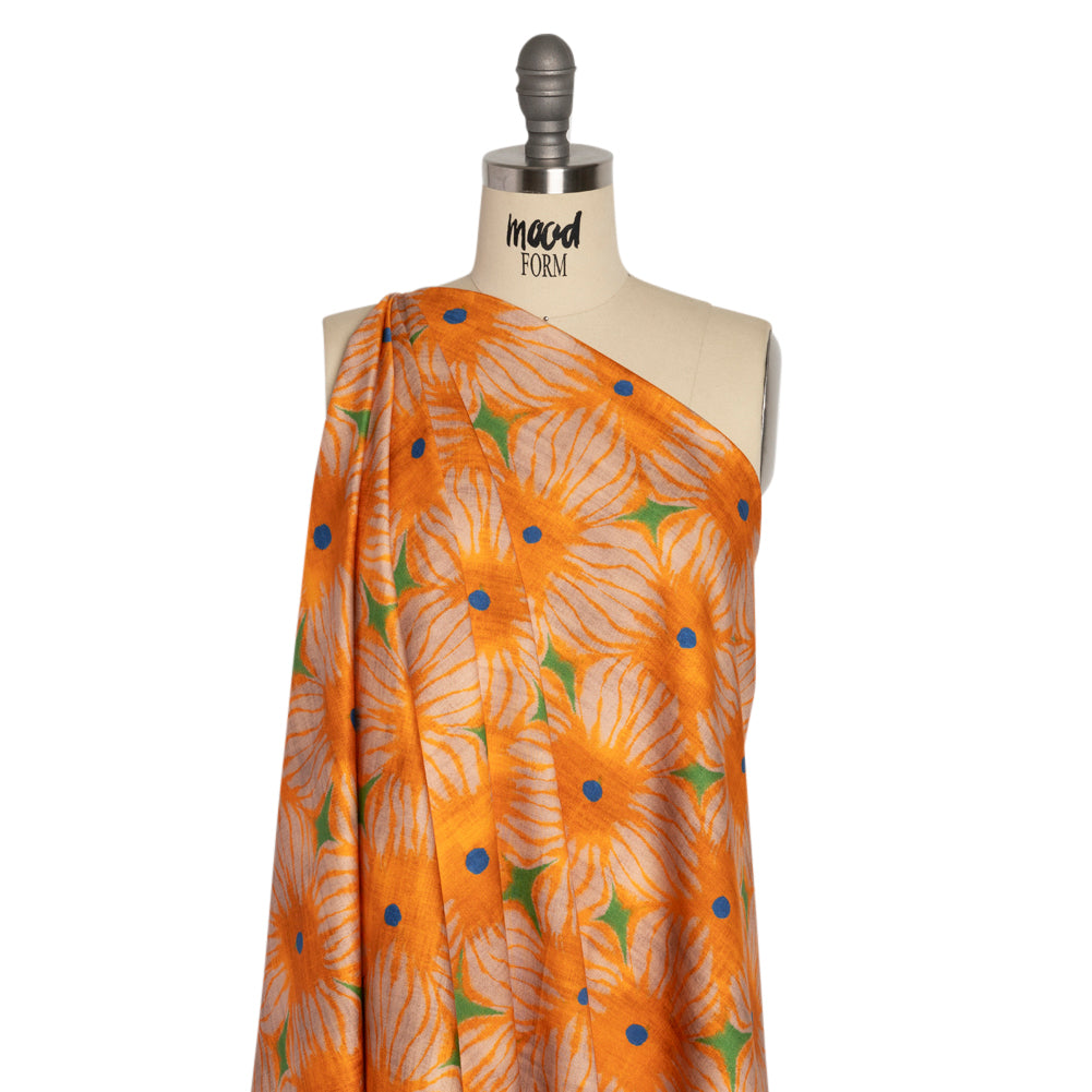 Stretch Cotton Sateen - Orange Floral Grid - Marigold Spritz Print - Mood Exclusive Marigold Collection Stretch Cotton Sateen - Orange Floral Grid - Marigold Spritz Print - Mood Exclusive Marigold Collection