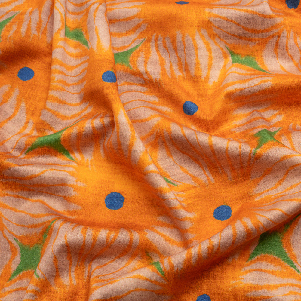 Stretch Cotton Sateen - Orange Floral Grid - Marigold Spritz Print - Mood Exclusive Marigold Collection Stretch Cotton Sateen - Orange Floral Grid - Marigold Spritz Print - Mood Exclusive Marigold Collection