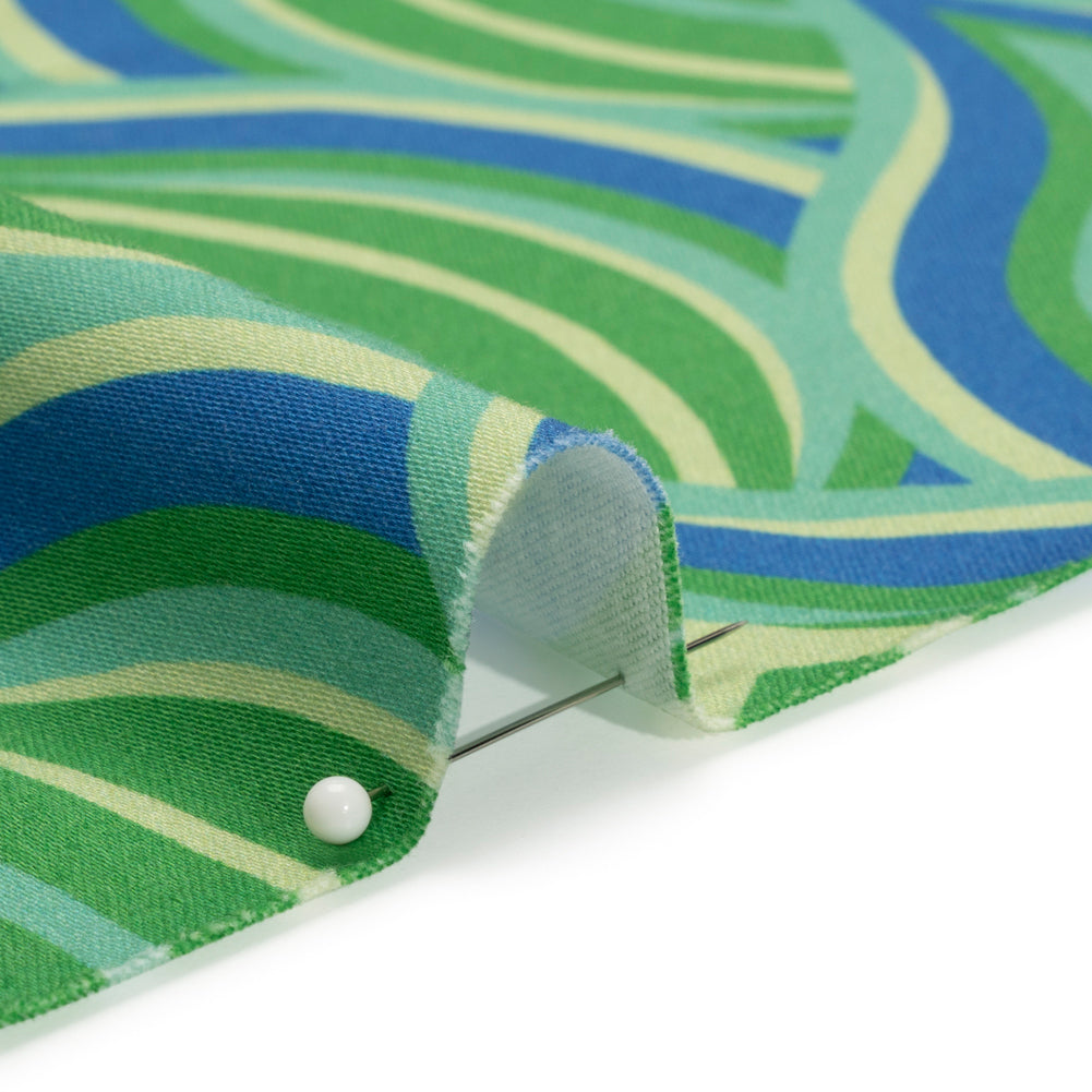 Stretch Cotton Sateen - Blue and Green Leaf Forms - Cipolla Blues Print - Mood Exclusive Marigold Collection Stretch Cotton Sateen - Blue and Green Leaf Forms - Cipolla Blues Print - Mood Exclusive Marigold Collection