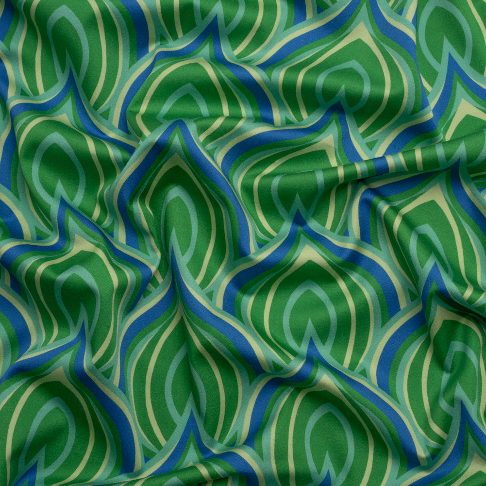 Stretch Cotton Sateen - Blue and Green Leaf Forms - Cipolla Blues Print - Mood Exclusive Marigold Collection Stretch Cotton Sateen - Blue and Green Leaf Forms - Cipolla Blues Print - Mood Exclusive Marigold Collection