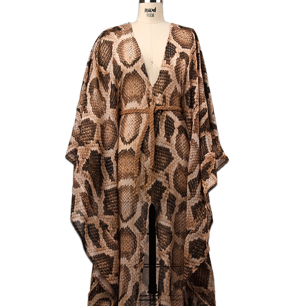 Viscose Georgette - Beige and Brown Snakeskin - Kaa's Charm Print - Mood Exclusive Kilimanjaro Collection Viscose Georgette - Beige and Brown Snakeskin - Kaa's Charm Print - Mood Exclusive Kilimanjaro Collection