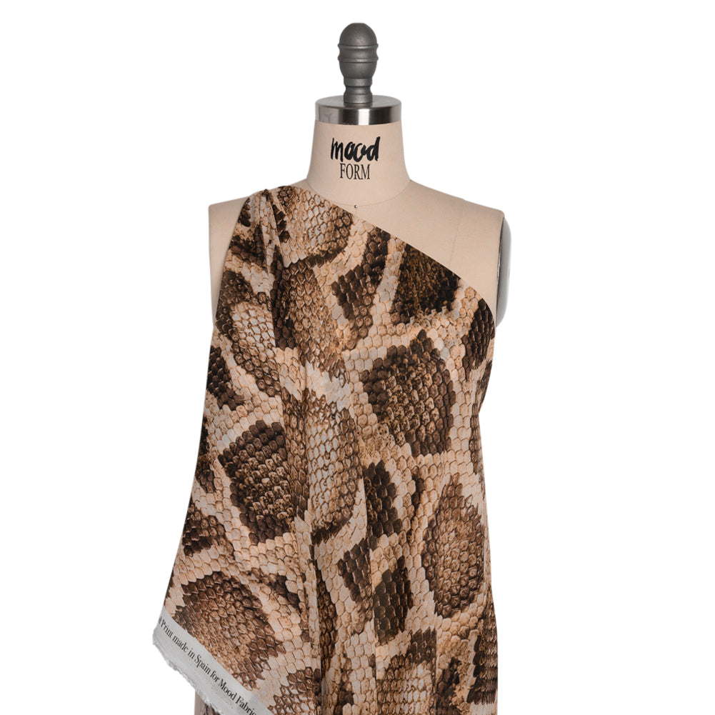 Viscose Georgette - Beige and Brown Snakeskin - Kaa's Charm Print - Mood Exclusive Kilimanjaro Collection Viscose Georgette - Beige and Brown Snakeskin - Kaa's Charm Print - Mood Exclusive Kilimanjaro Collection