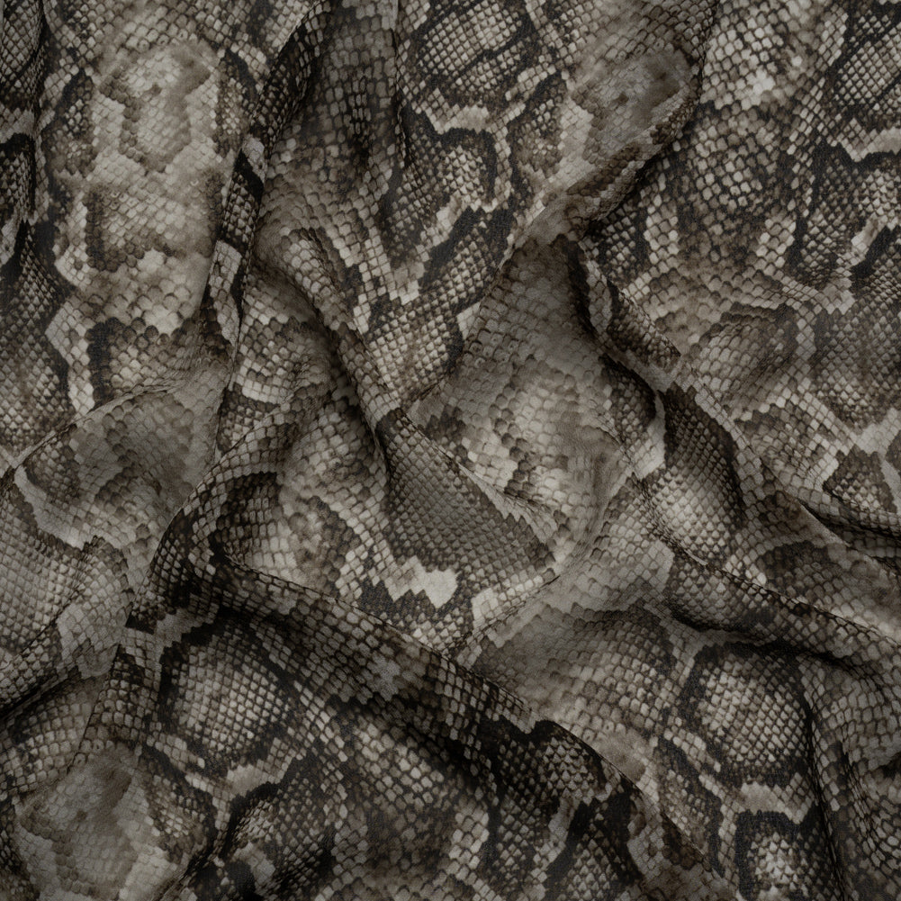 Viscose Georgette - Gray Python Skin - Tanzania Temptations Print - Mood Exclusive Kilimanjaro Collection Viscose Georgette - Gray Python Skin - Tanzania Temptations Print - Mood Exclusive Kilimanjaro Collection