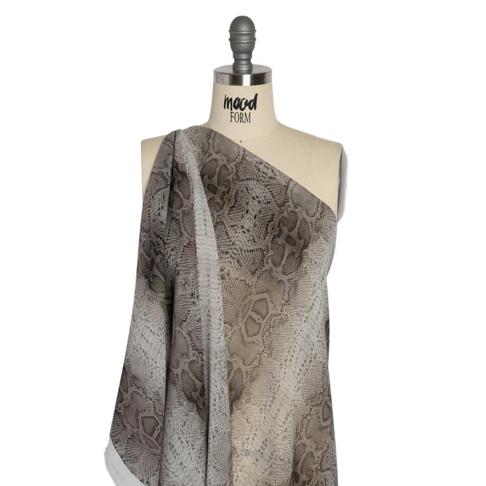 Viscose Georgette - Gray Snakeskin - Midnight Lurking Print - Mood Exclusive Kilimanjaro Collection - Drape Viscose Georgette - Gray Snakeskin - Midnight Lurking Print - Mood Exclusive Kilimanjaro Collection - Drape