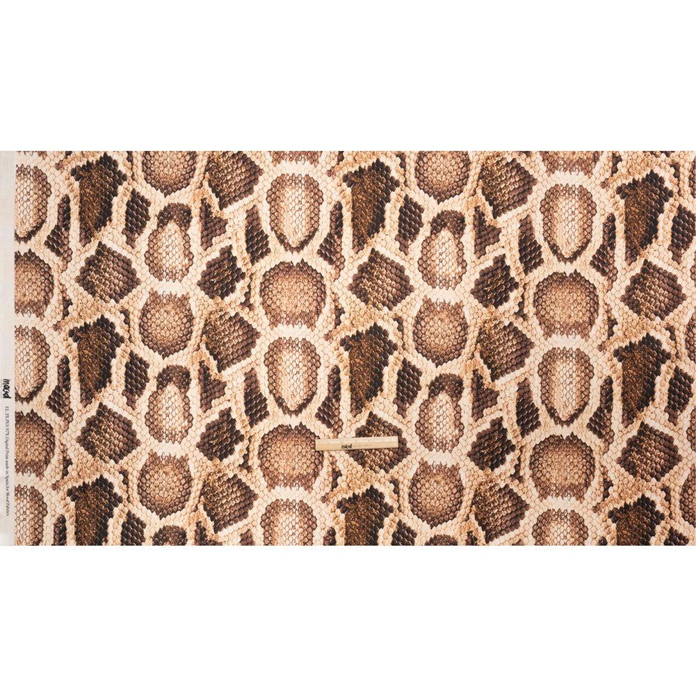 Linen and Rayon Woven - Beige and Brown Snakeskin - Kaa's Charm Print - Mood Exclusive Kilimanjaro Collection - Full Linen and Rayon Woven - Beige and Brown Snakeskin - Kaa's Charm Print - Mood Exclusive Kilimanjaro Collection - Full