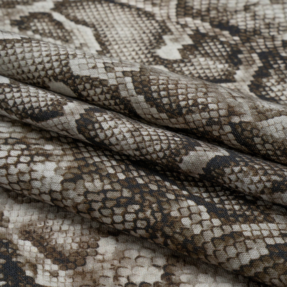 Linen and Rayon Woven - Gray Python Skin - Tanzania Temptations Print - Mood Exclusive Kilimanjaro Collection Linen and Rayon Woven - Gray Python Skin - Tanzania Temptations Print - Mood Exclusive Kilimanjaro Collection