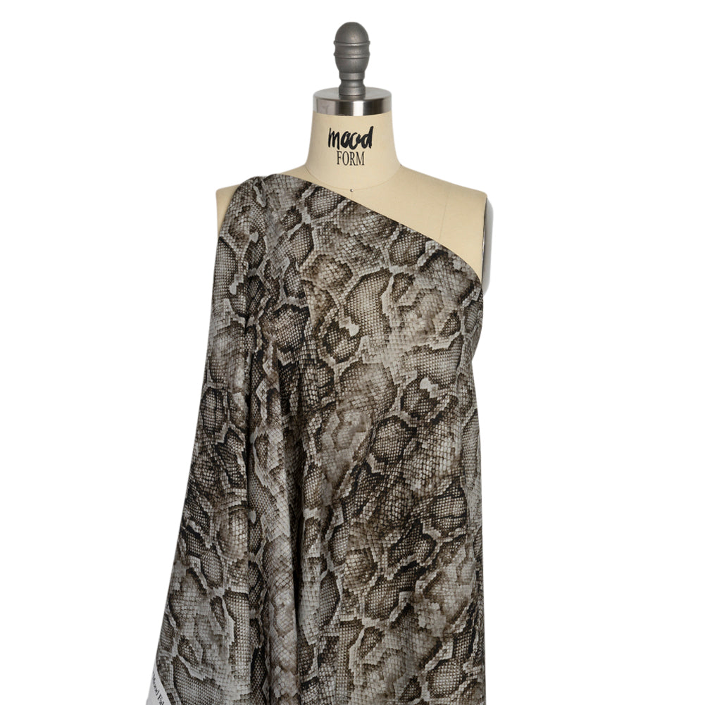 Linen and Rayon Woven - Gray Python Skin - Tanzania Temptations Print - Mood Exclusive Kilimanjaro Collection Linen and Rayon Woven - Gray Python Skin - Tanzania Temptations Print - Mood Exclusive Kilimanjaro Collection