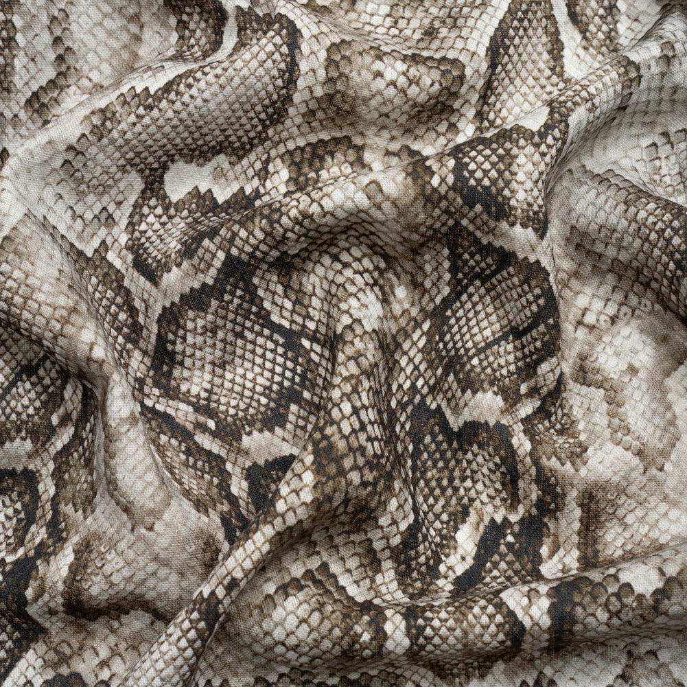 Linen and Rayon Woven - Gray Python Skin - Tanzania Temptations Print - Mood Exclusive Kilimanjaro Collection Linen and Rayon Woven - Gray Python Skin - Tanzania Temptations Print - Mood Exclusive Kilimanjaro Collection