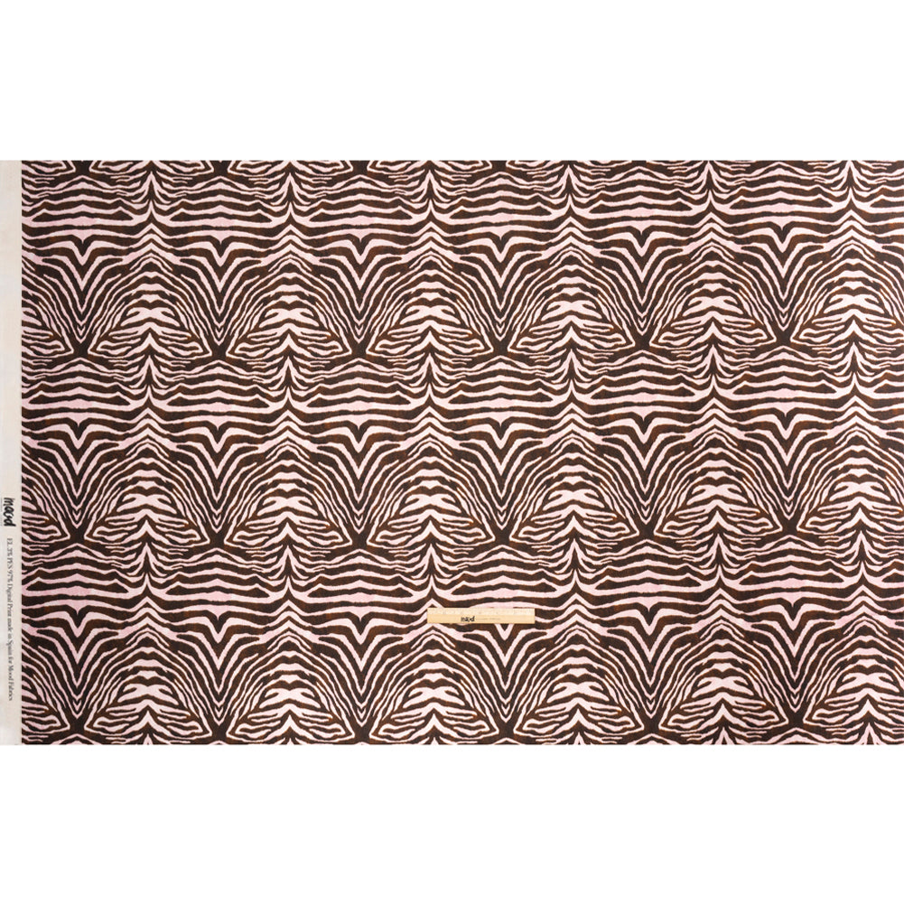 Linen and Rayon Woven - Pink and Brown Zebra Stripes - Destination Oasis Print - Mood Exclusive Kilimanjaro Collection - Full Linen and Rayon Woven - Pink and Brown Zebra Stripes - Destination Oasis Print - Mood Exclusive Kilimanjaro Collection - Full