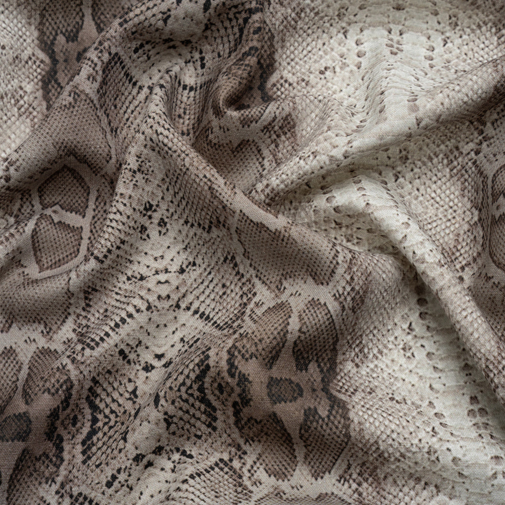 Linen and Rayon Woven - Gray Snakeskin - Midnight Lurking Print - Mood Exclusive Kilimanjaro Collection Linen and Rayon Woven - Gray Snakeskin - Midnight Lurking Print - Mood Exclusive Kilimanjaro Collection