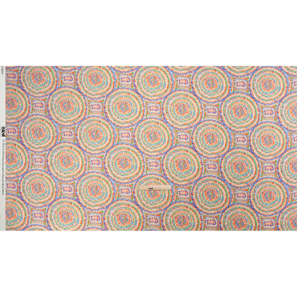 Stretch Cotton Sateen - Orange and Green Circles - Mood Exclusive Tidal Dye Print - Full Stretch Cotton Sateen - Orange and Green Circles - Mood Exclusive Tidal Dye Print - Full