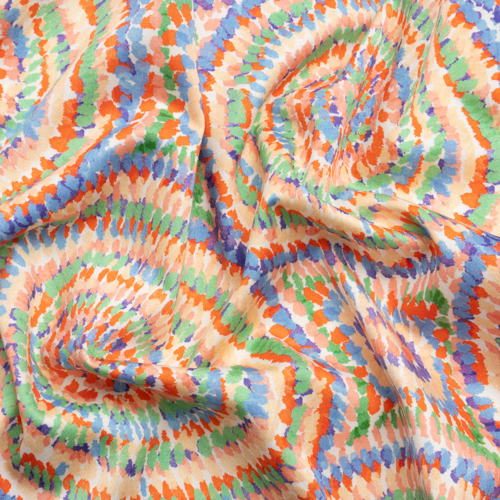 Stretch Cotton Sateen - Orange and Green Circles - Mood Exclusive Tidal Dye Print Stretch Cotton Sateen - Orange and Green Circles - Mood Exclusive Tidal Dye Print