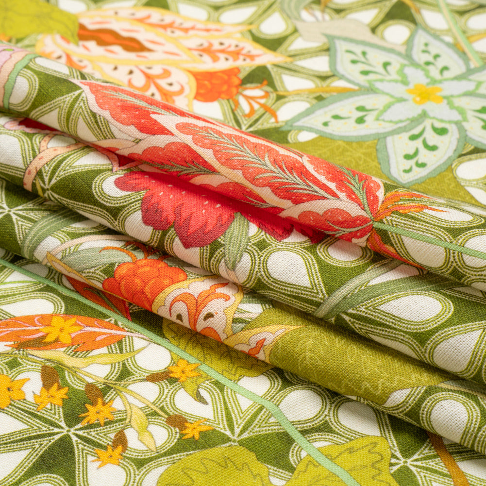 Linen and Rayon Woven - Pink and Green Floral - Mood Exclusive Privy Ivy Print Linen and Rayon Woven - Pink and Green Floral - Mood Exclusive Privy Ivy Print