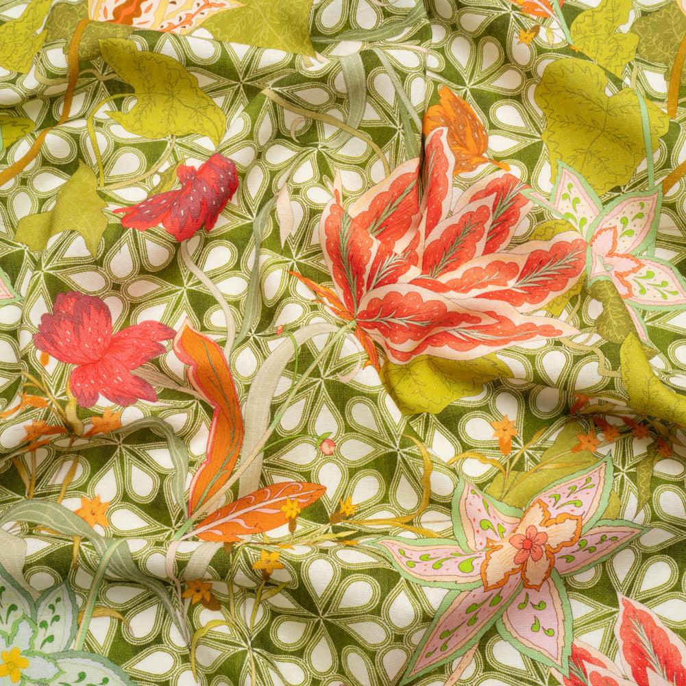 Linen and Rayon Woven - Pink and Green Floral - Mood Exclusive Privy Ivy Print Linen and Rayon Woven - Pink and Green Floral - Mood Exclusive Privy Ivy Print