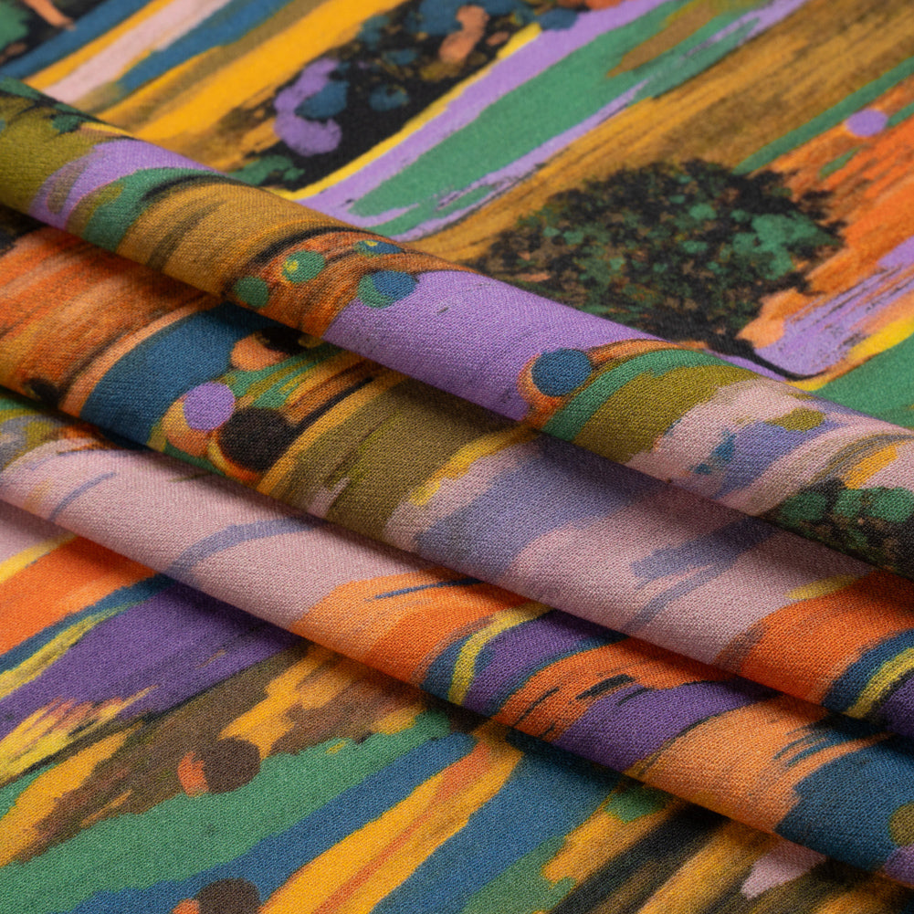 Viscose Crepe - Colorful Landscape - Mood Exclusive Garrowby Hill Print - Folded Viscose Crepe - Colorful Landscape - Mood Exclusive Garrowby Hill Print - Folded