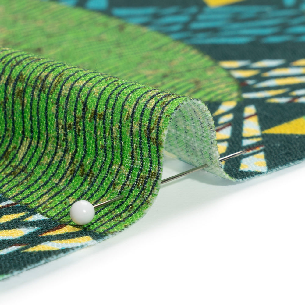 Viscose and Linen Woven - Blue and Green Surfboard Geometric - Mood Exclusive Waimea Bay Print Viscose and Linen Woven - Blue and Green Surfboard Geometric - Mood Exclusive Waimea Bay Print