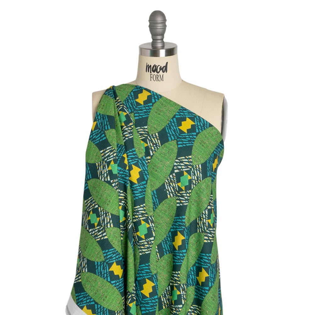 Viscose and Linen Woven - Blue and Green Surfboard Geometric - Mood Exclusive Waimea Bay Print Viscose and Linen Woven - Blue and Green Surfboard Geometric - Mood Exclusive Waimea Bay Print