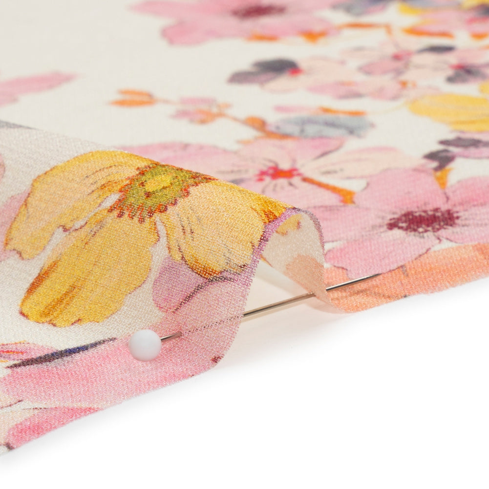 Viscose Georgette Panel - Orange and Purple Floral - Mood Exclusive Creamsicle Carnations Print - Detail Viscose Georgette Panel - Orange and Purple Floral - Mood Exclusive Creamsicle Carnations Print - Detail
