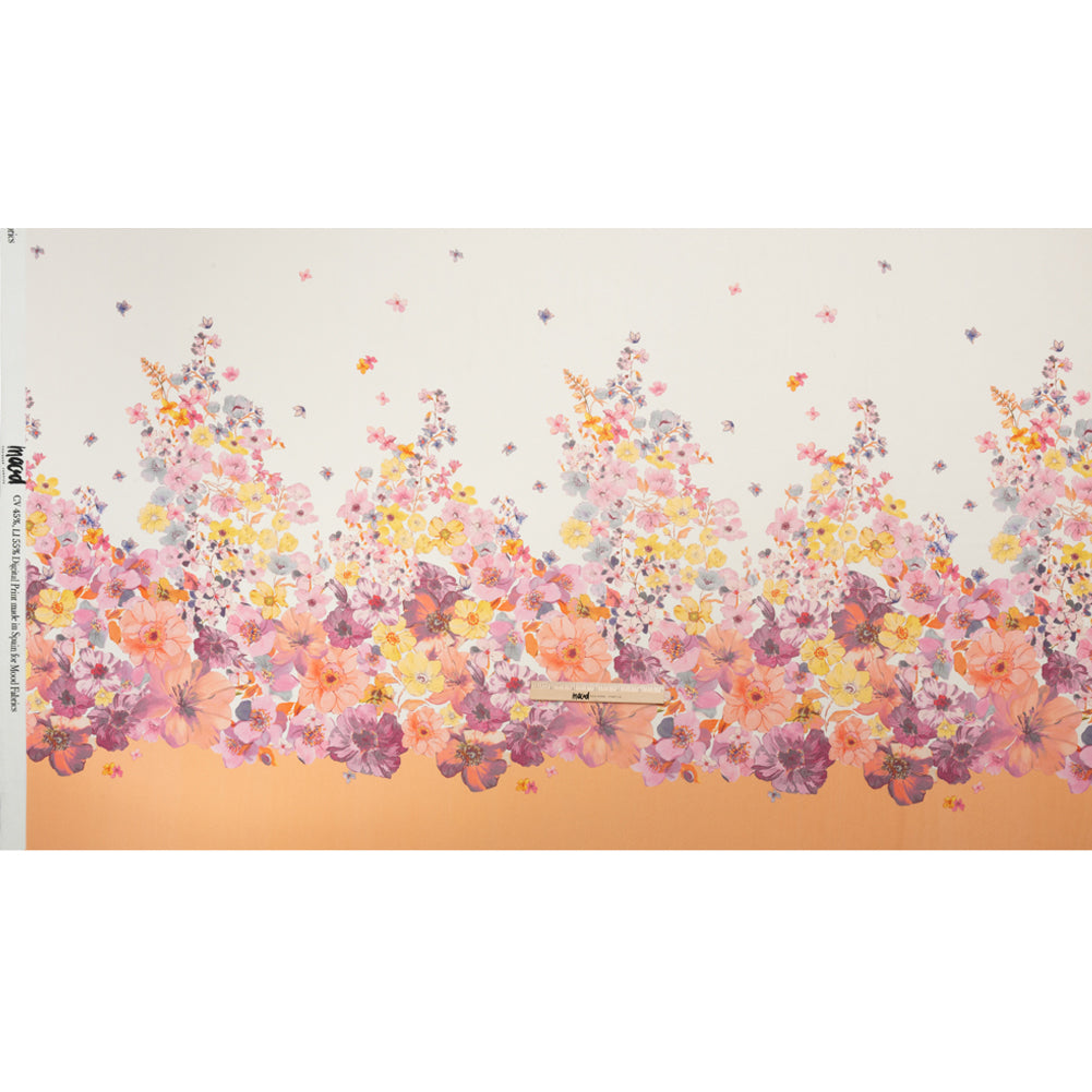 Viscose Georgette Panel - Orange and Purple Floral - Mood Exclusive Creamsicle Carnations Print - Full Viscose Georgette Panel - Orange and Purple Floral - Mood Exclusive Creamsicle Carnations Print - Full