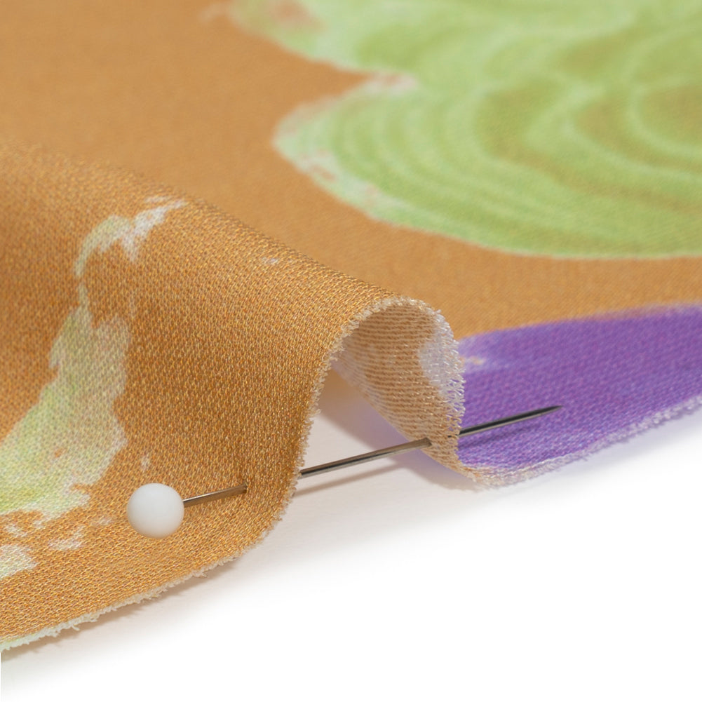 Viscose Crepe - Orange, Purple and Lime Brushstrokes - Mood Exclusive Tulip Impermanence Print - Detail Viscose Crepe - Orange, Purple and Lime Brushstrokes - Mood Exclusive Tulip Impermanence Print - Detail