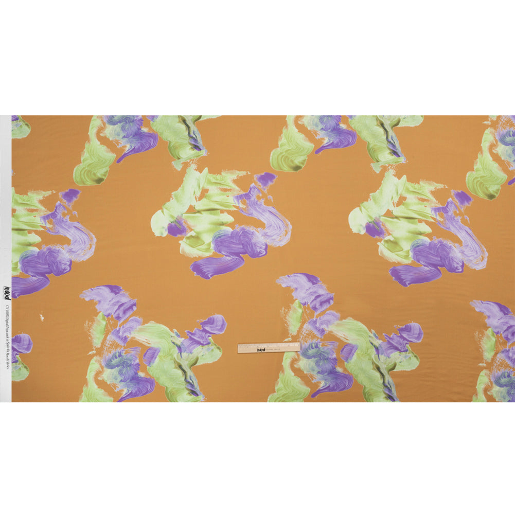 Viscose Crepe - Orange, Purple and Lime Brushstrokes - Mood Exclusive Tulip Impermanence Print - Full Viscose Crepe - Orange, Purple and Lime Brushstrokes - Mood Exclusive Tulip Impermanence Print - Full