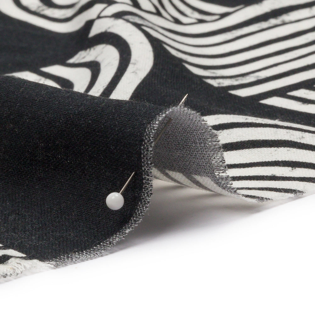 Linen and Rayon Woven - Black Geometric Arches - Submarine Dream Print - Mood Exclusive Palm Beach Collection - Detail Linen and Rayon Woven - Black Geometric Arches - Submarine Dream Print - Mood Exclusive Palm Beach Collection - Detail