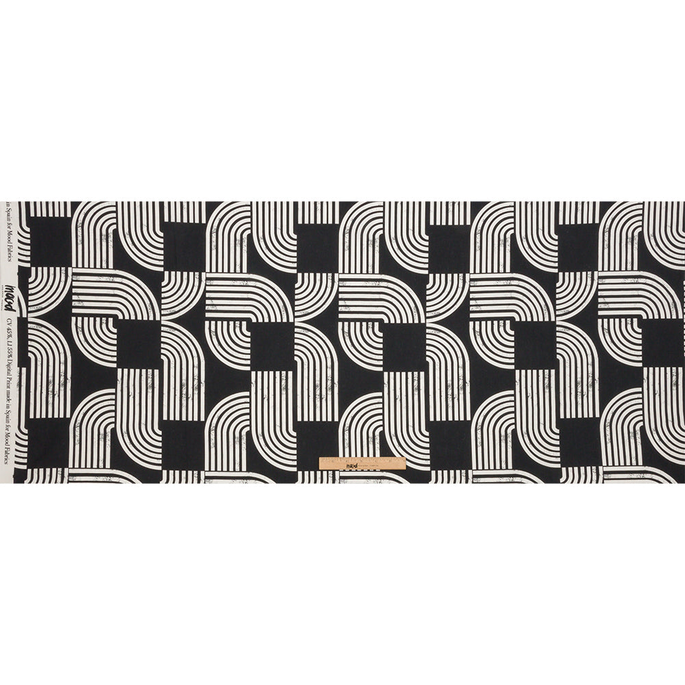 Linen and Rayon Woven - Black Geometric Arches - Submarine Dream Print - Mood Exclusive Palm Beach Collection - Full Linen and Rayon Woven - Black Geometric Arches - Submarine Dream Print - Mood Exclusive Palm Beach Collection - Full