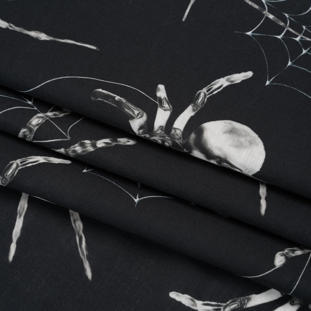 Cotton Voile - Black and White Spiders - Mood Exclusive Tantalizing Tarantulas Print Folded Cotton Voile - Black and White Spiders - Mood Exclusive Tantalizing Tarantulas Print Folded
