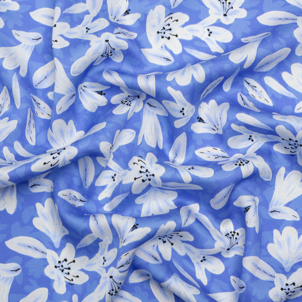 Rayon Challis - Blue Floral - Daybreak Bloom Print - Mood Exclusive Chariot Collection Rayon Challis - Blue Floral - Daybreak Bloom Print - Mood Exclusive Chariot Collection