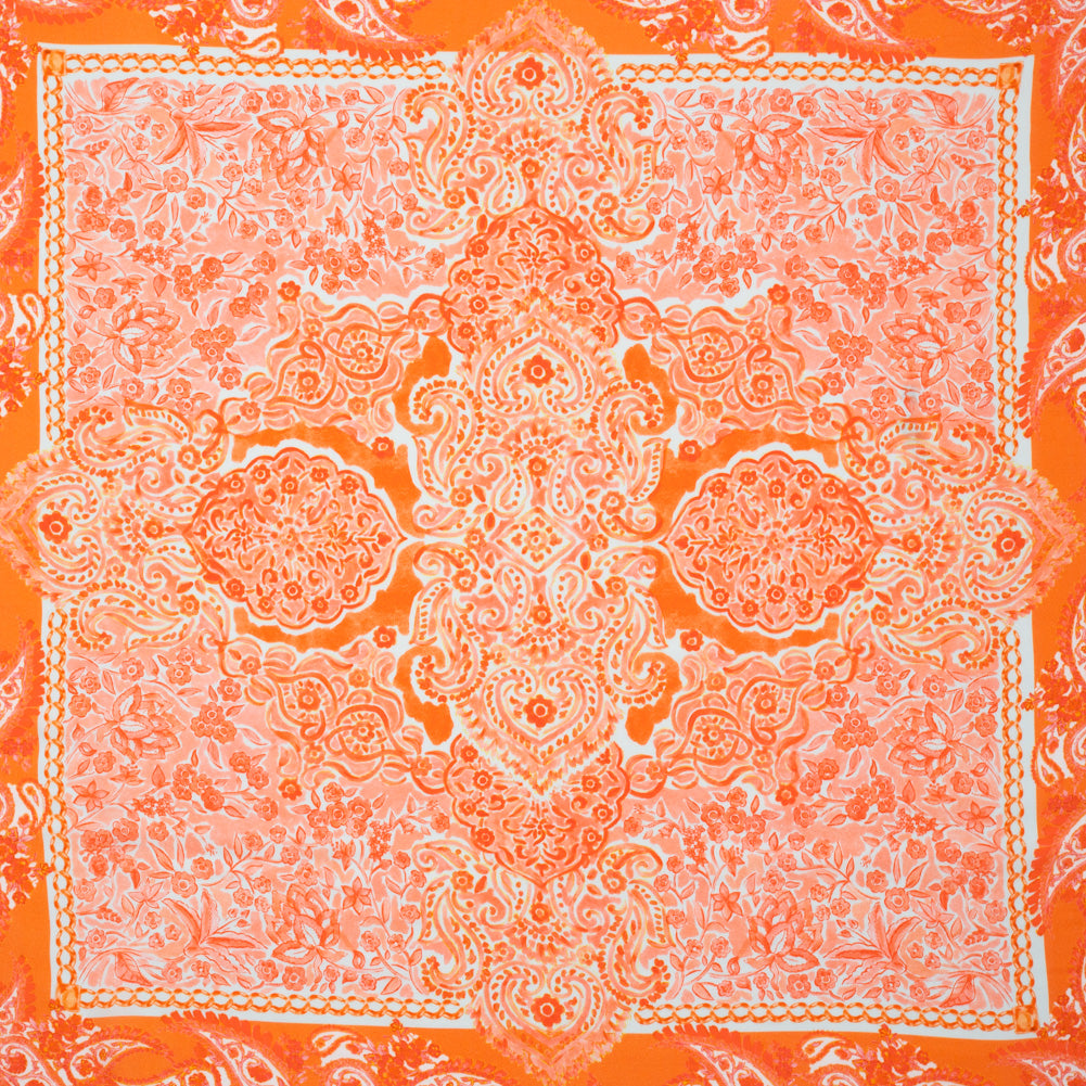 Rayon Challis Panel - Orange Paisley Floral - Sicilian Summer Print - Mood Exclusive Chariot Collection Rayon Challis Panel - Orange Paisley Floral - Sicilian Summer Print - Mood Exclusive Chariot Collection