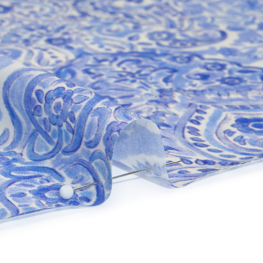 Rayon Challis Panel - Blue Paisley Floral - Sicilian Summer Print - Mood Exclusive Chariot Collection - Detail Rayon Challis Panel - Blue Paisley Floral - Sicilian Summer Print - Mood Exclusive Chariot Collection - Detail