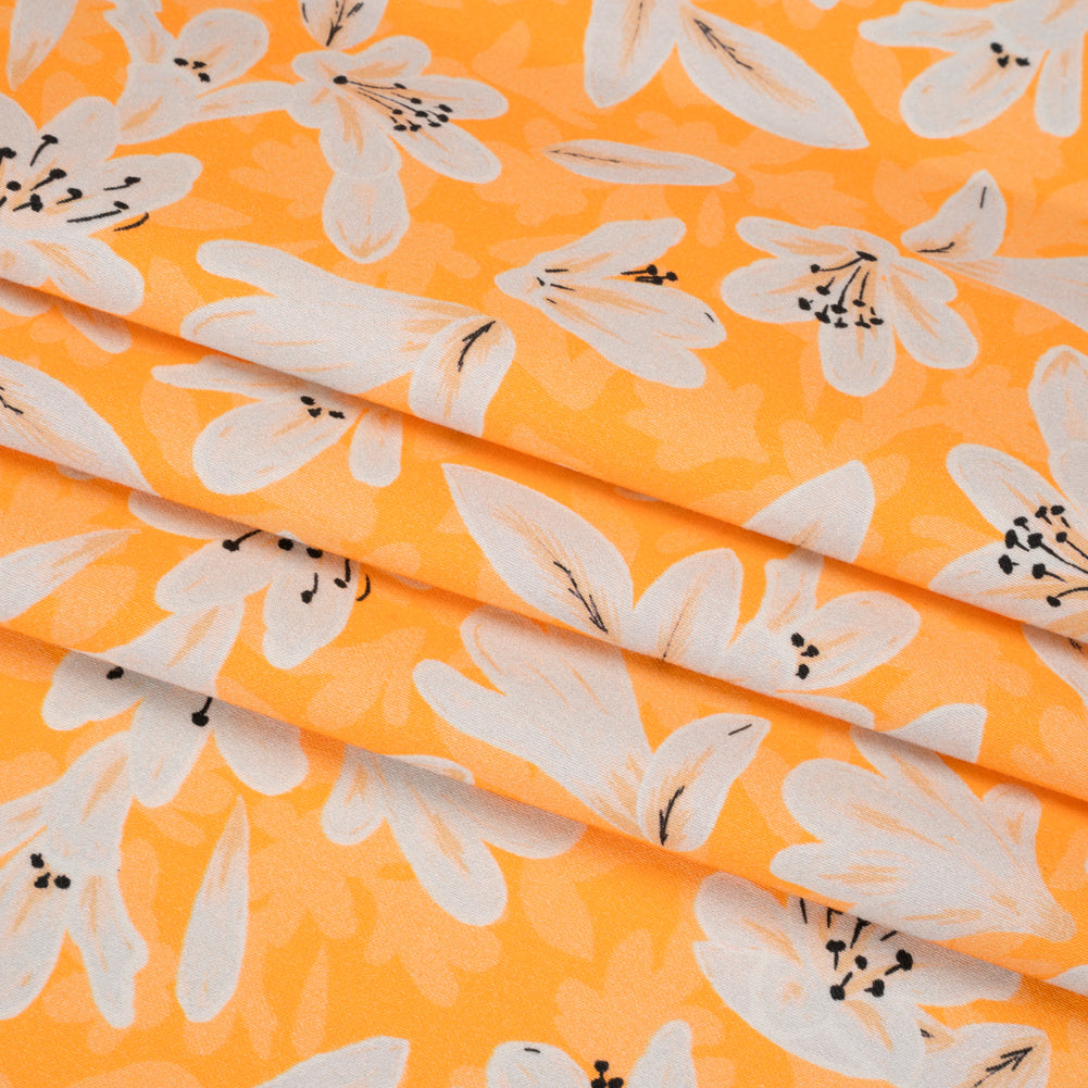 Stretch Cotton Sateen - Yellow Floral - Daybreak Bloom Print - Mood Exclusive Chariot Collection - Folded Stretch Cotton Sateen - Yellow Floral - Daybreak Bloom Print - Mood Exclusive Chariot Collection - Folded