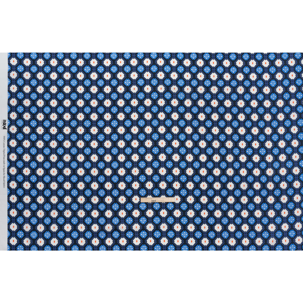 Cotton Voile - Blue and Orange Geometric - Santorini Spritz Print - Mood Exclusive Chariot Collection - Full Cotton Voile - Blue and Orange Geometric - Santorini Spritz Print - Mood Exclusive Chariot Collection - Full