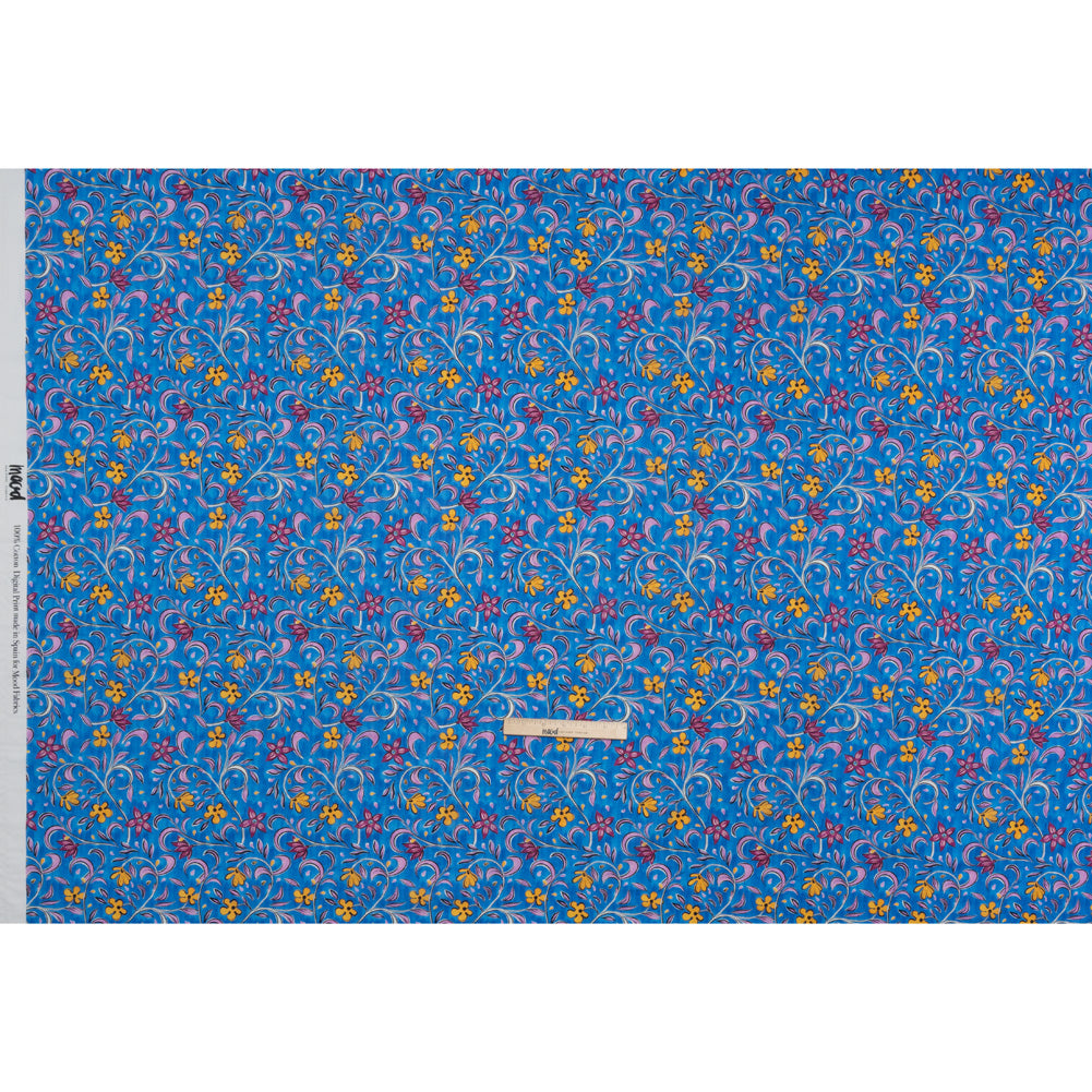 Cotton Voile - Blue and Yellow Floral - Apollo's Laurel Print - Mood Exclusive Chariot Collection Cotton Voile - Blue and Yellow Floral - Apollo's Laurel Print - Mood Exclusive Chariot Collection
