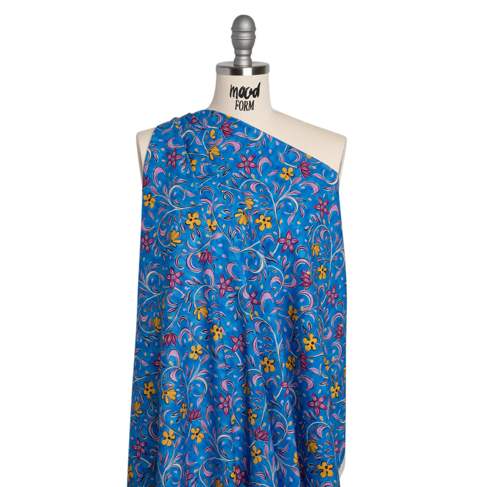 Cotton Voile - Blue and Yellow Floral - Apollo's Laurel Print - Mood Exclusive Chariot Collection Cotton Voile - Blue and Yellow Floral - Apollo's Laurel Print - Mood Exclusive Chariot Collection