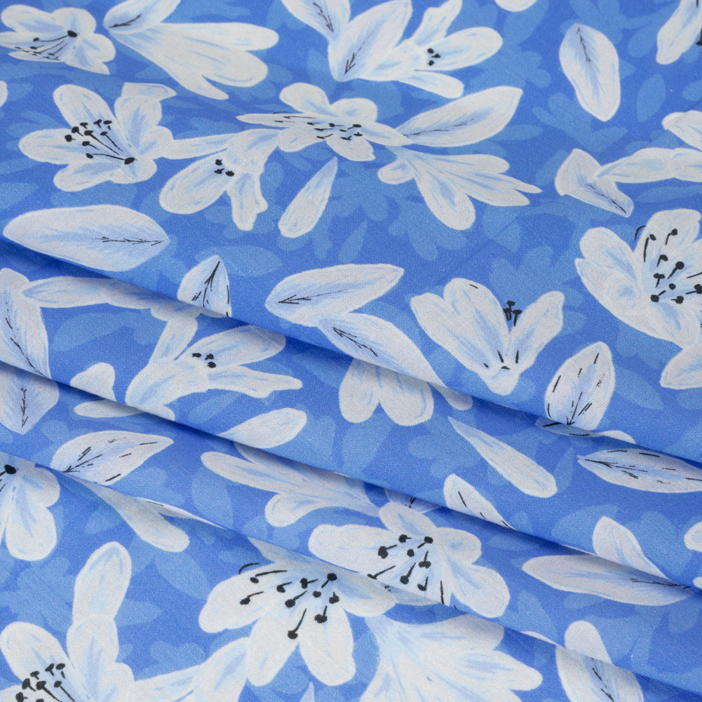 Cotton Voile - Blue Floral - Daybreak Bloom Print - Mood Exclusive Chariot Collection - Folded Cotton Voile - Blue Floral - Daybreak Bloom Print - Mood Exclusive Chariot Collection - Folded