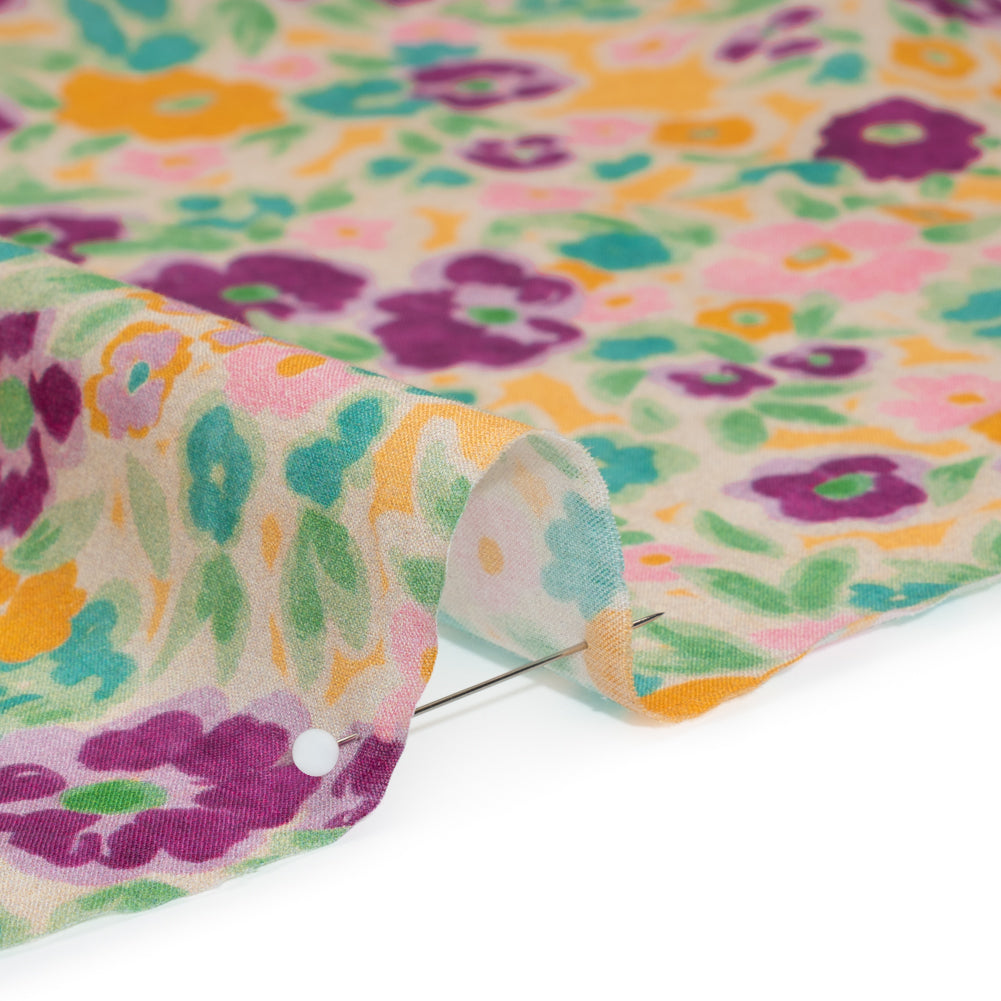 Cotton Voile - Yellow and Plum Floral - Midsummer Meadow Print - Mood Exclusive Chariot Collection - Detail Cotton Voile - Yellow and Plum Floral - Midsummer Meadow Print - Mood Exclusive Chariot Collection - Detail